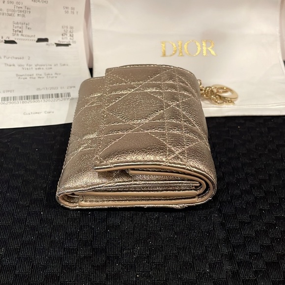 NIB Lady Dior Lotus Wallet in Metallic Gold - Picture 12 of 16